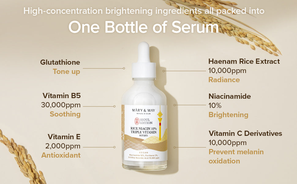 Mary & May Rice Niacin 10% Triple Vitamin Serum 80ml | Brighten & Revitalize
