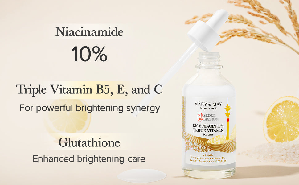 Mary & May Rice Niacin 10% Triple Vitamin Serum 80ml | Brighten & Revitalize