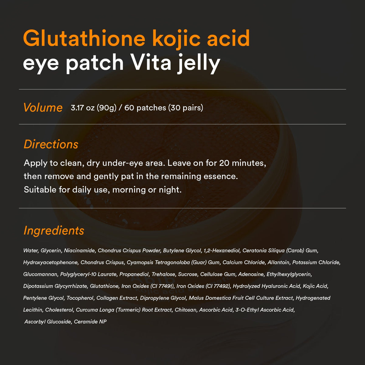Abib Glutathione Kojic Acid Eye Patch Vita Jelly [60 patches]
