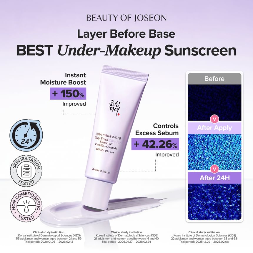 Beauty of Joseon Stay Fresh Tone-Up Sunscreen 50ml - Purple