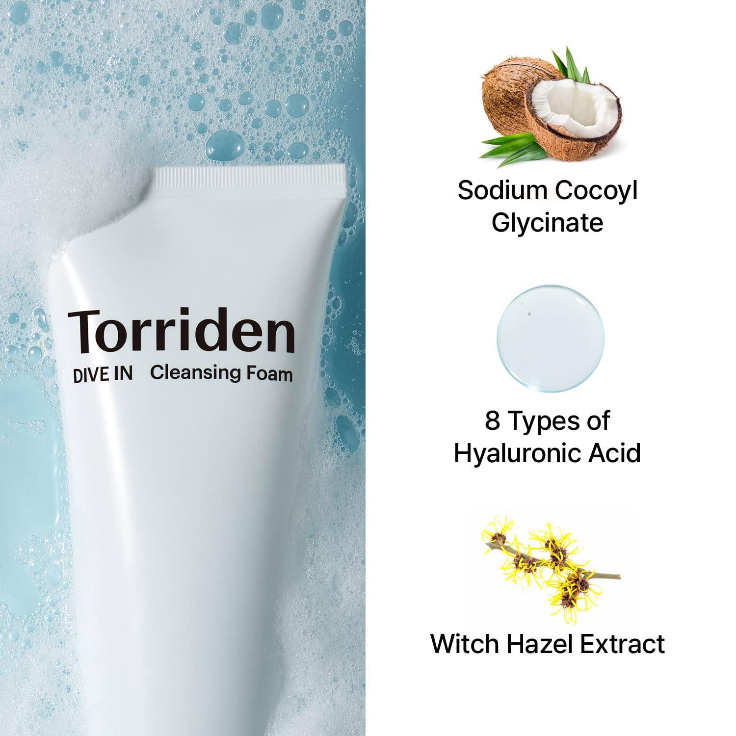 Torriden DIVE-IN Low Molecular Hyaluronic Acid Cleansing Foam 150ml - WowDrops