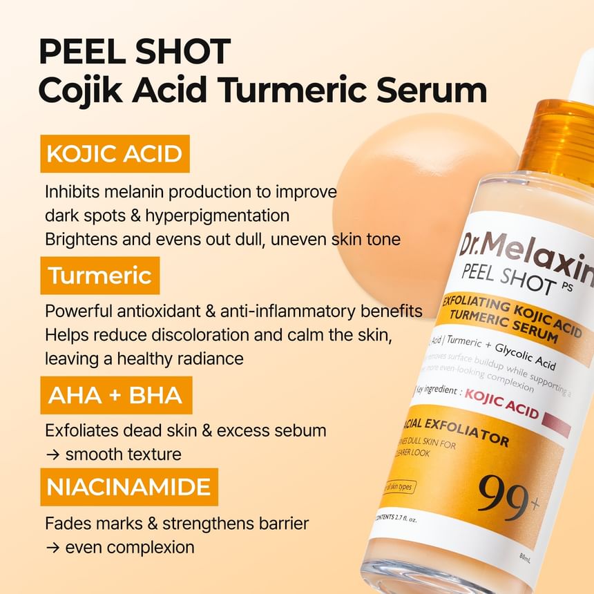 Dr.Melaxin Peel Shot Exfoliating Kojic Acid Turmeric Serum 80ml