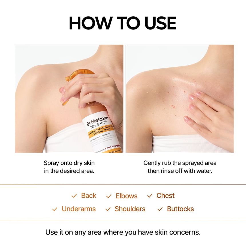 Dr.Melaxin Peel Shot Exfoliating Kojic Acid Turmeric Spray 200ml