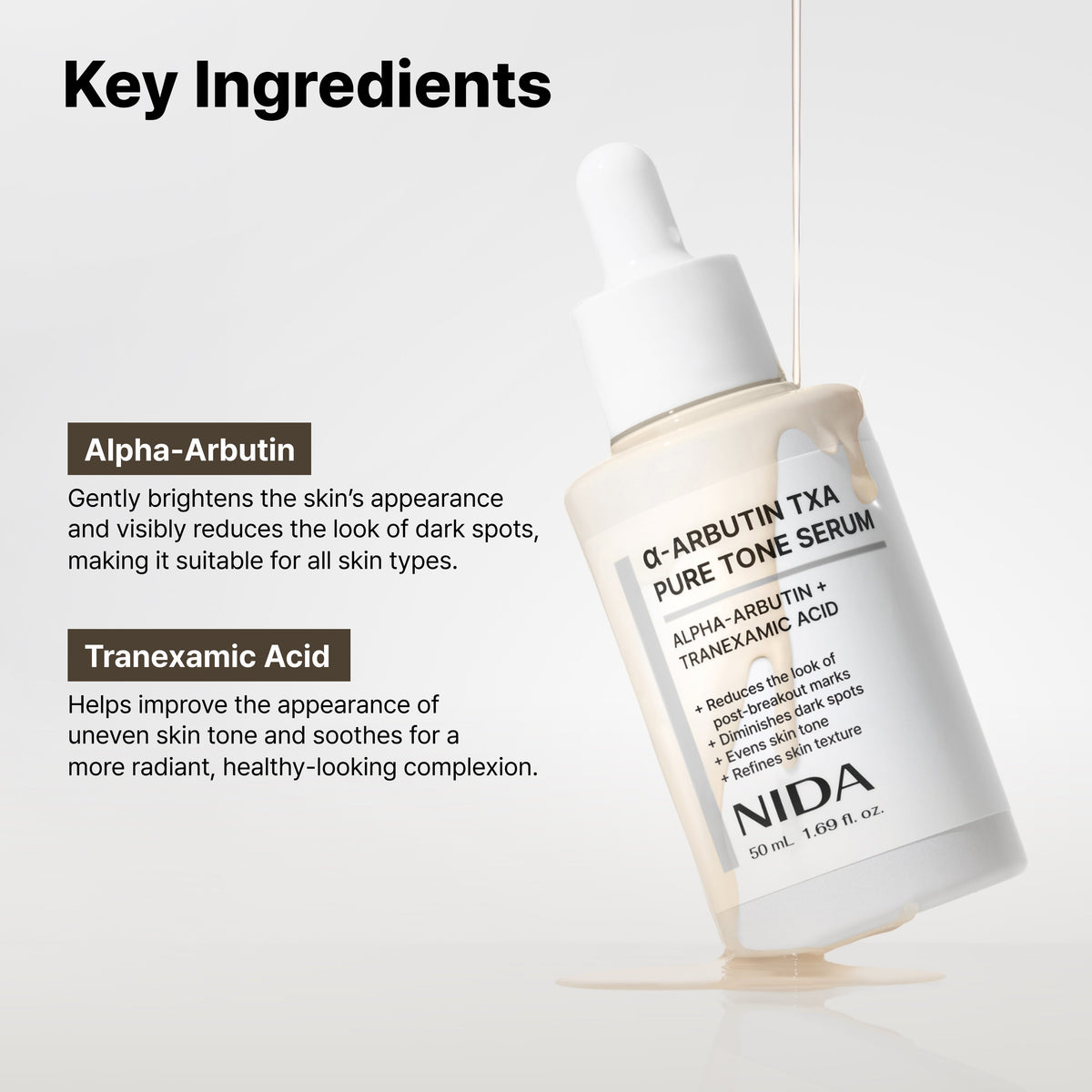 NIDA Alpha-Arbutin TXA Pure Tone Serum 50ml | Fade Dark Spots