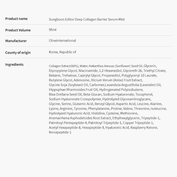 Sungboon Editor Deep Collagen Barrier Serum Mist 100ml